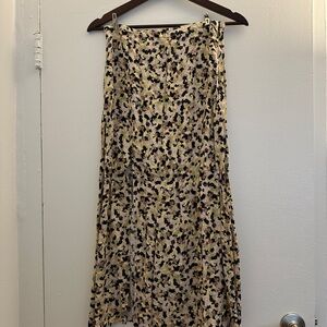 H&M Black and Cream Asymmetrical A-Line Midi Skirt